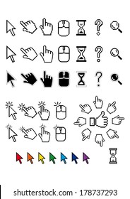 Different cursors in vector: arrow, mouse, hand