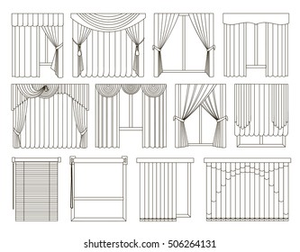 Different curtains and blinds for interior design