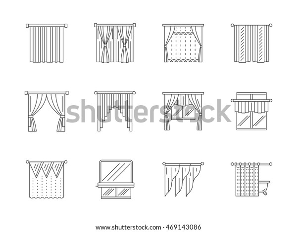 Different Curtains Blinds Interior Design Flat Stock Vector (Royalty ...