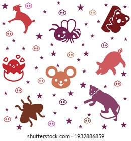 Different cute animals icon pattern 