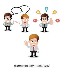 different cute businessman on a white background
