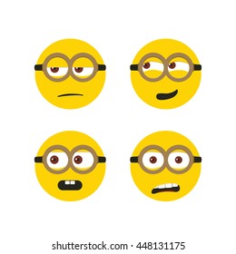 Different cute faces vector illustration isolated on white