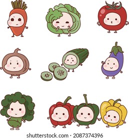 Different cute vegetables, they all have their own faces