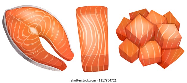 Different cuts of salmon illustration