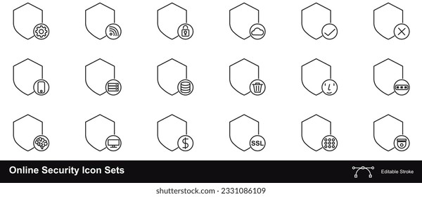 Different Cyber Security Icons with multiple concept Sets vector scalable