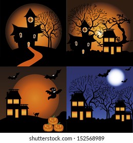different dar house on special background