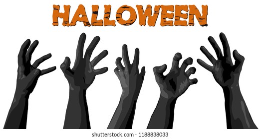 different dark shadowed scarry zombie hands for halloween time