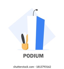 Verschiedene Debatten Rostrum und Podium, flaches Design, Vektorgrafik