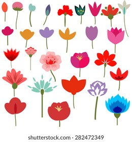 Different decorative flowers vector set