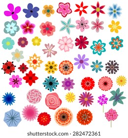 Different decorative flowers vector set