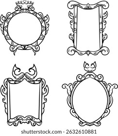Different decorative frame designs. Each frame has a unique ornament.