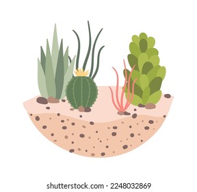 Different decorative plants in soil flat icon Houseplant. Vector illustration