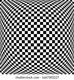 Verschiedene Formen, Verzerrung der Warp, Verformungseffekt beim Schachspiel, Schach, Pepita-Muster bei Schwarz-Weiß-Quadrat