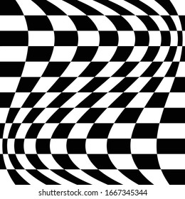Verschiedene Formen, Verzerrung der Warp, Verformungseffekt beim Schachspiel, Schach, Pepita-Muster bei Schwarz-Weiß-Quadrat
