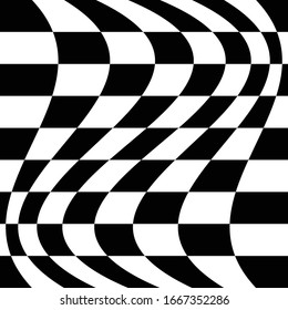 Verschiedene Formen, Verzerrung der Warp, Verformungseffekt beim Schachspiel, Schach, Pepita-Muster bei Schwarz-Weiß-Quadrat