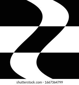 Different deform, warp distortion, deformation effect on checkered (chequered), chess, pepita black and white squares pattern