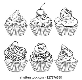 Different delicious cupcakes