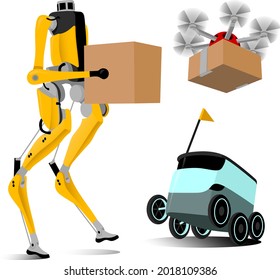 different delivery robots at work