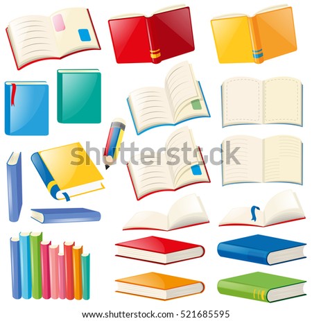 Different design of book and notebooks illustration