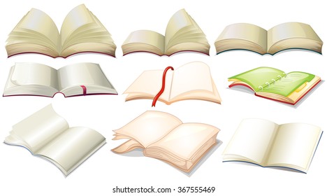 Different design of books and notebooks illustration