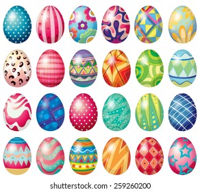 Different design of easter eggs