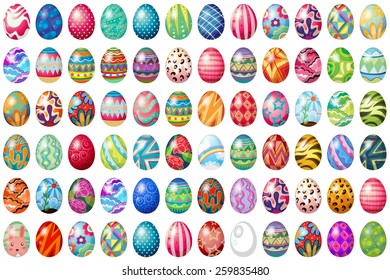 Different design of easter eggs