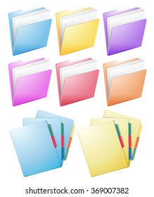 Different design of folders illustration
