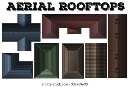 Different design of rooftops illustration