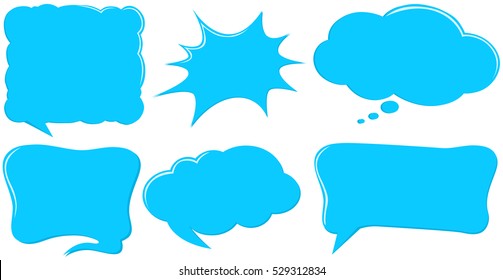 Different design of speech bubble templates in blue illustration