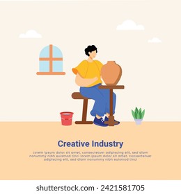 Different designers set. Creative people doing different works like singing, fashion designing, making pots, writing content, drawing and etc. Corporate business industrial creative logotype symbol.