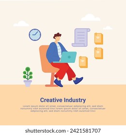 Different designers set. Creative people doing different works like singing, fashion designing, making pots, writing content, drawing and etc. Corporate business industrial creative logotype symbol.