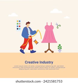 Different designers set. Creative people doing different works like singing, fashion designing, making pots, writing content, drawing and etc. Corporate business industrial creative logotype symbol.