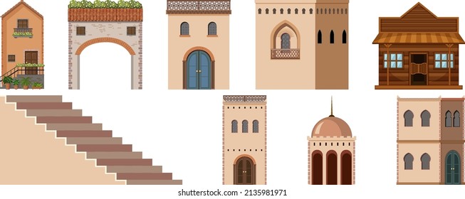Diferentes diseños de ilustración de edificios