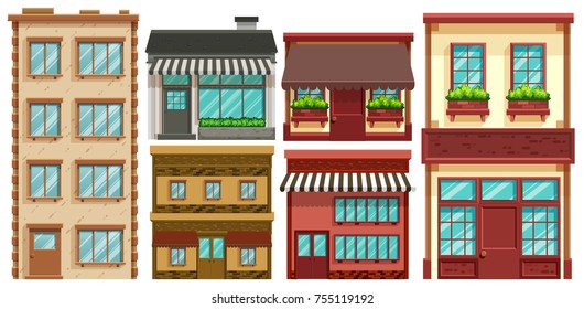Diferentes diseños de ilustración de edificios