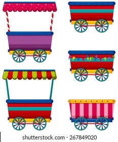 Different designs of carts and vendors