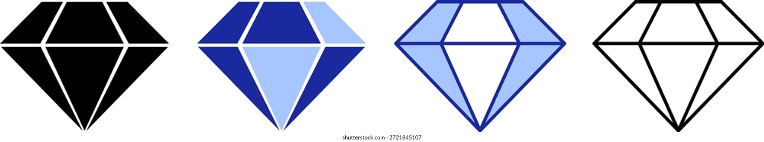Different designs of a diamond shape logo with variations in color and outline displayed in a row