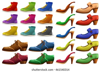 Different designs of shoes illustration