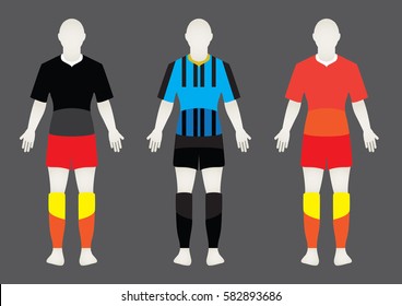 Different Designs of Soccer Kits. Football player.