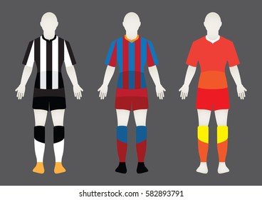 Different Designs of Soccer Kits. Football player.