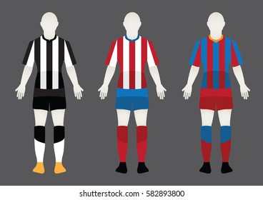 Different Designs of Soccer Kits. Football player.