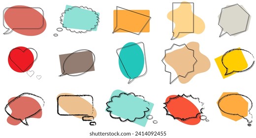 Diferentes diseños de Burbujas de voz o globos de voz, concepto de una conversación o comunicación.  Elemento para mostrar diálogo o comentario