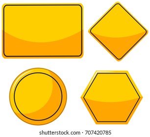 Different designs for yellow signs illustration