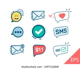 
Different dialogs. Bubble. Vector modern line design illustration icon