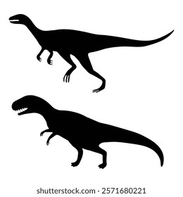 Different Dinosaur Silhouettes on a White Background