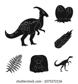 Different dinosaurs black icons in set collection for design. Prehistoric animal vector symbol stock web illustration.