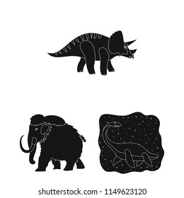 Different dinosaurs black icons in set collection for design. Prehistoric animal vector symbol stock web illustration.