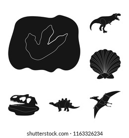 Different dinosaurs black icons in set collection for design. Prehistoric animal vector symbol stock web illustration.