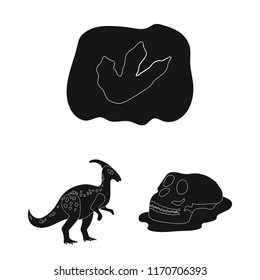 Different dinosaurs black icons in set collection for design. Prehistoric animal vector symbol stock web illustration.
