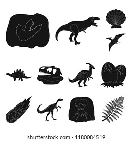 Different dinosaurs black icons in set collection for design. Prehistoric animal vector symbol stock web illustration.