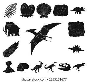 Different dinosaurs black icons in set collection for design. Prehistoric animal vector symbol stock web illustration.